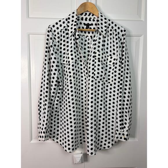 Ann Taylor White and Black Polka Dot Camp Shirt Size XXL - Picture 2 of 6